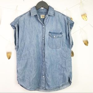 Gap Jean Button Up Short Sleeve Top